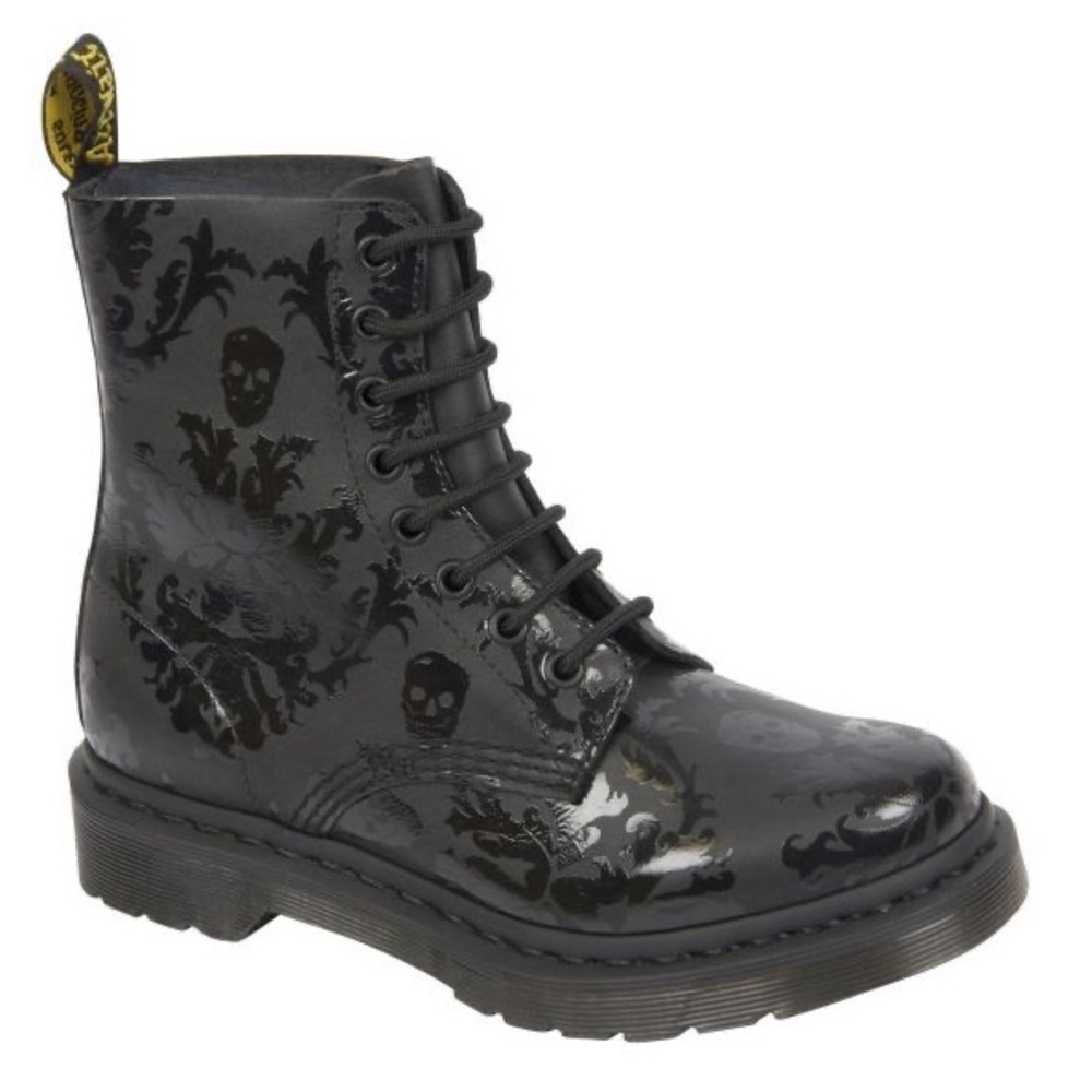 Dr. Martens Black Skull Print Women's Boots